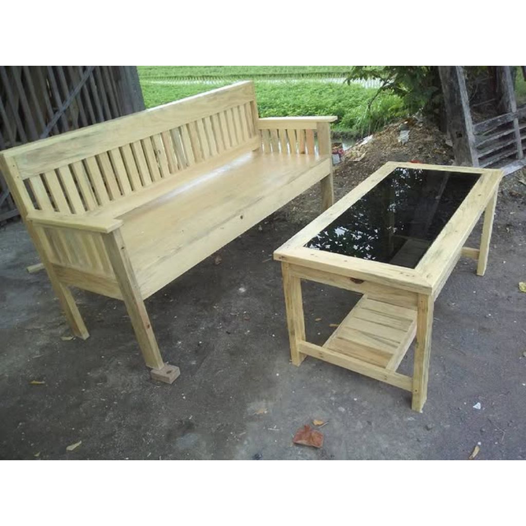 bangku/kursi panjang kayu jati belanda set/kursi santai