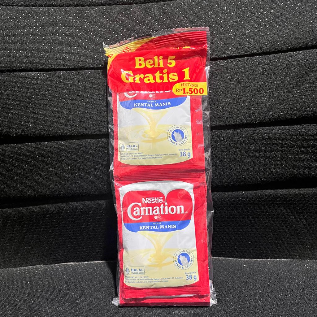 

krimer kental manis carnation nestle 38gr 1pak isi 5 gratis 1