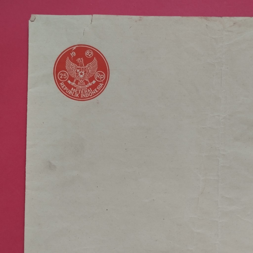 

Kertas Segel Kuno Rp 25 Tahun 1982 Double