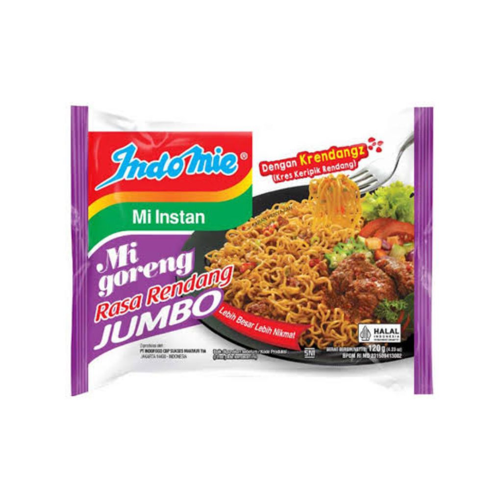 

Indomie Mie Instan Mi Goreng Jumbo Rasa Rendang 120 gram