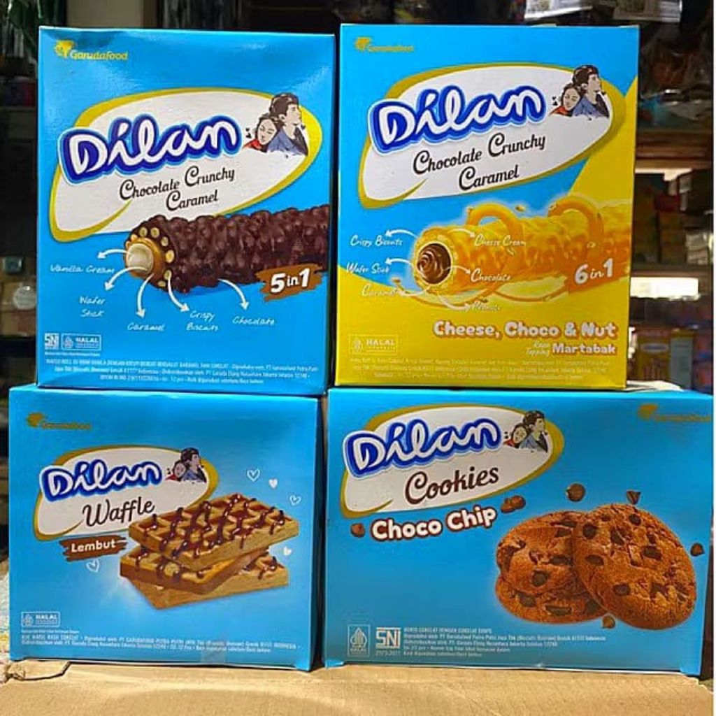 

Dilan Waffle Bar Chocolate Crunchy Caramel Cookies Cream Biskuit Kotak