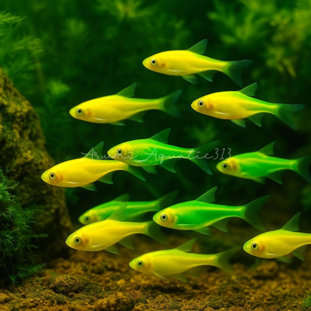 Danio Slayer Hijau Menyala Spek Remaja Awal induk | Hiasan Aquarium Aquascape Minipond| Ikan Lucu Me