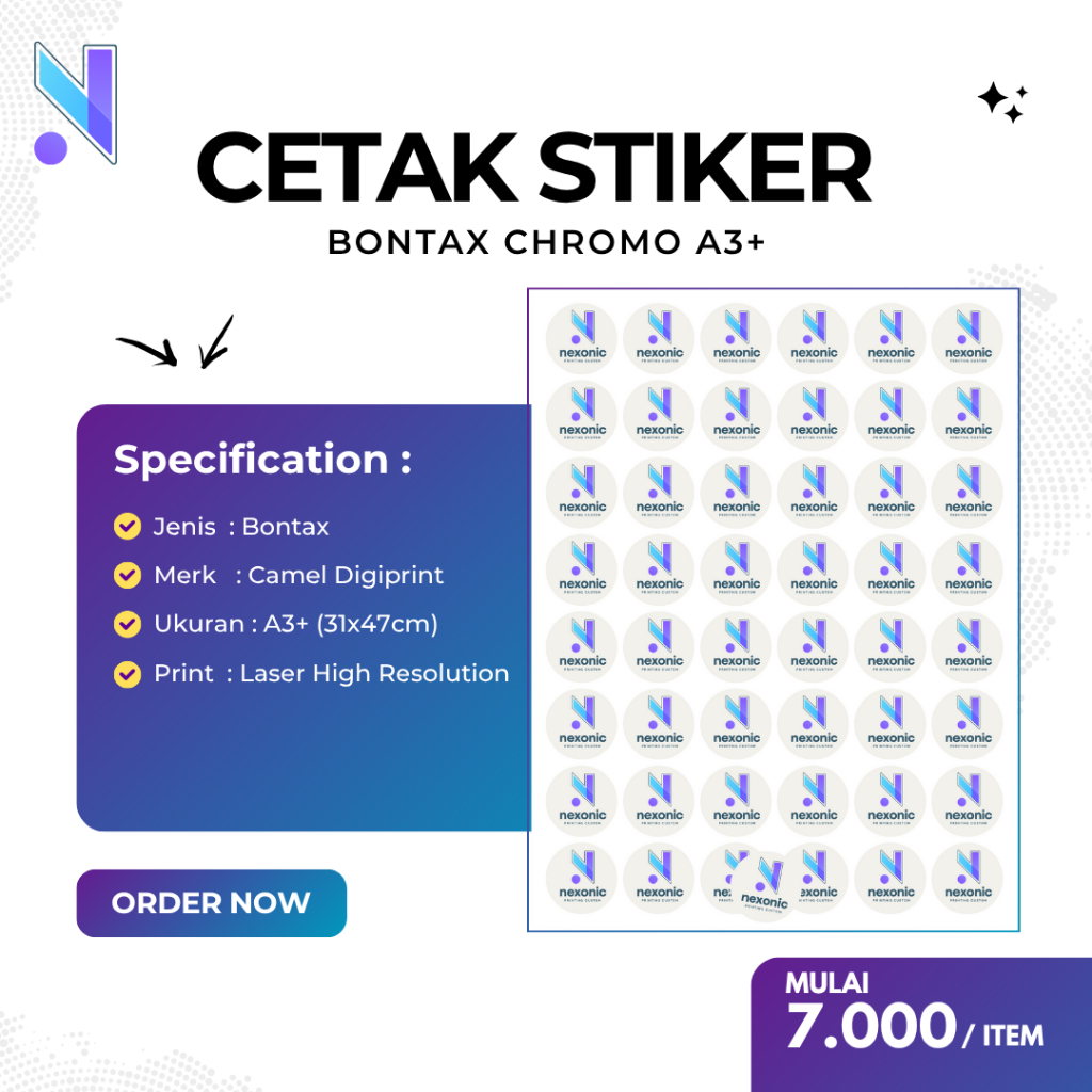 

Cetak Stiker Bontax Chromo A3+