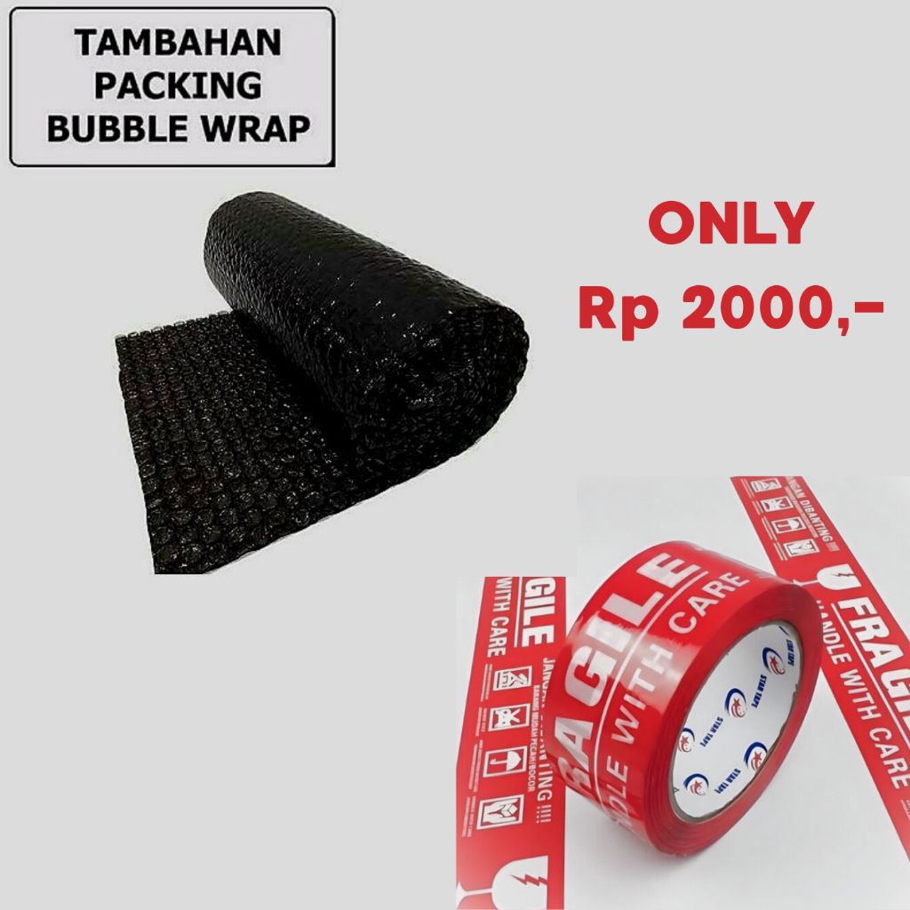 

PACKING TAMBAHAN BUBBLE WRAP DAN LAKBAN FRAGILE MERAH 100% AMAN