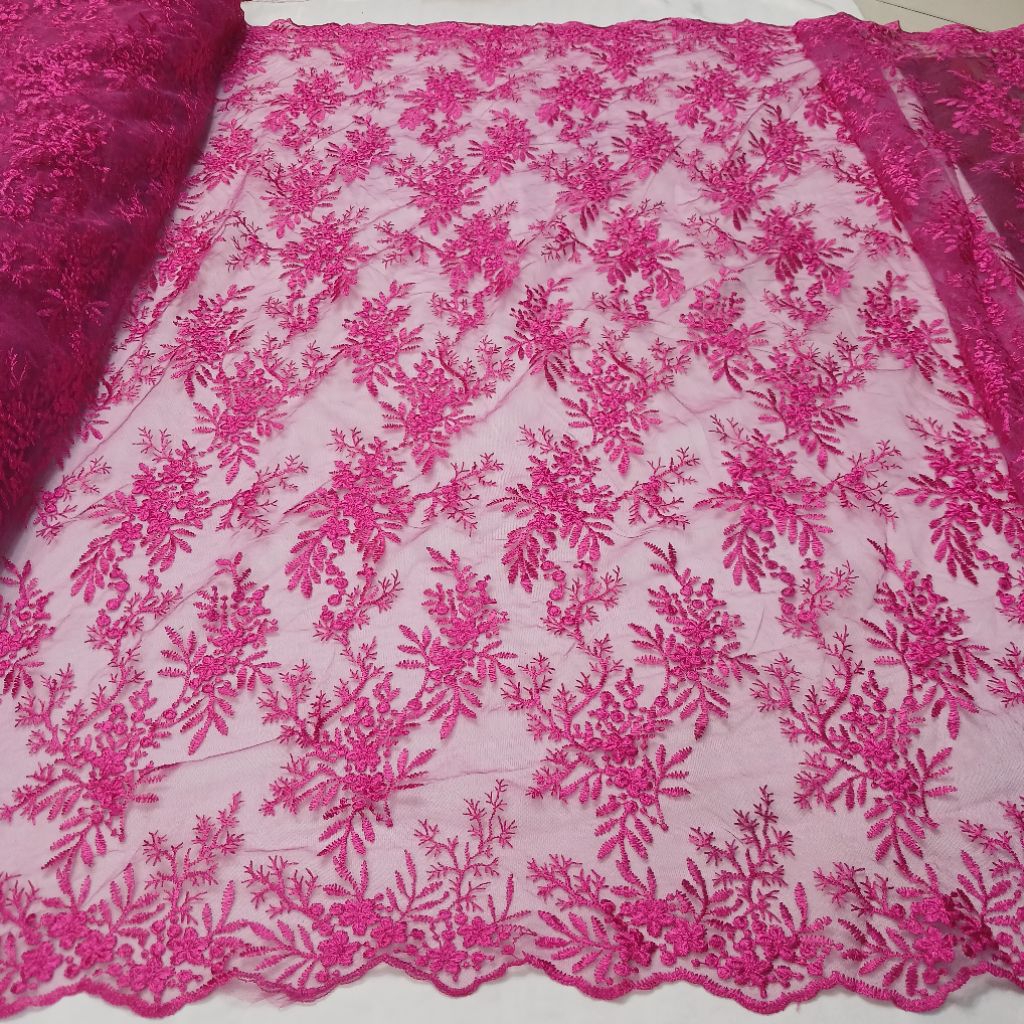 (COD)Bakal Kain Brukat Tille Bordir Motif/Kain Tille Bakal Kebaya Termurah