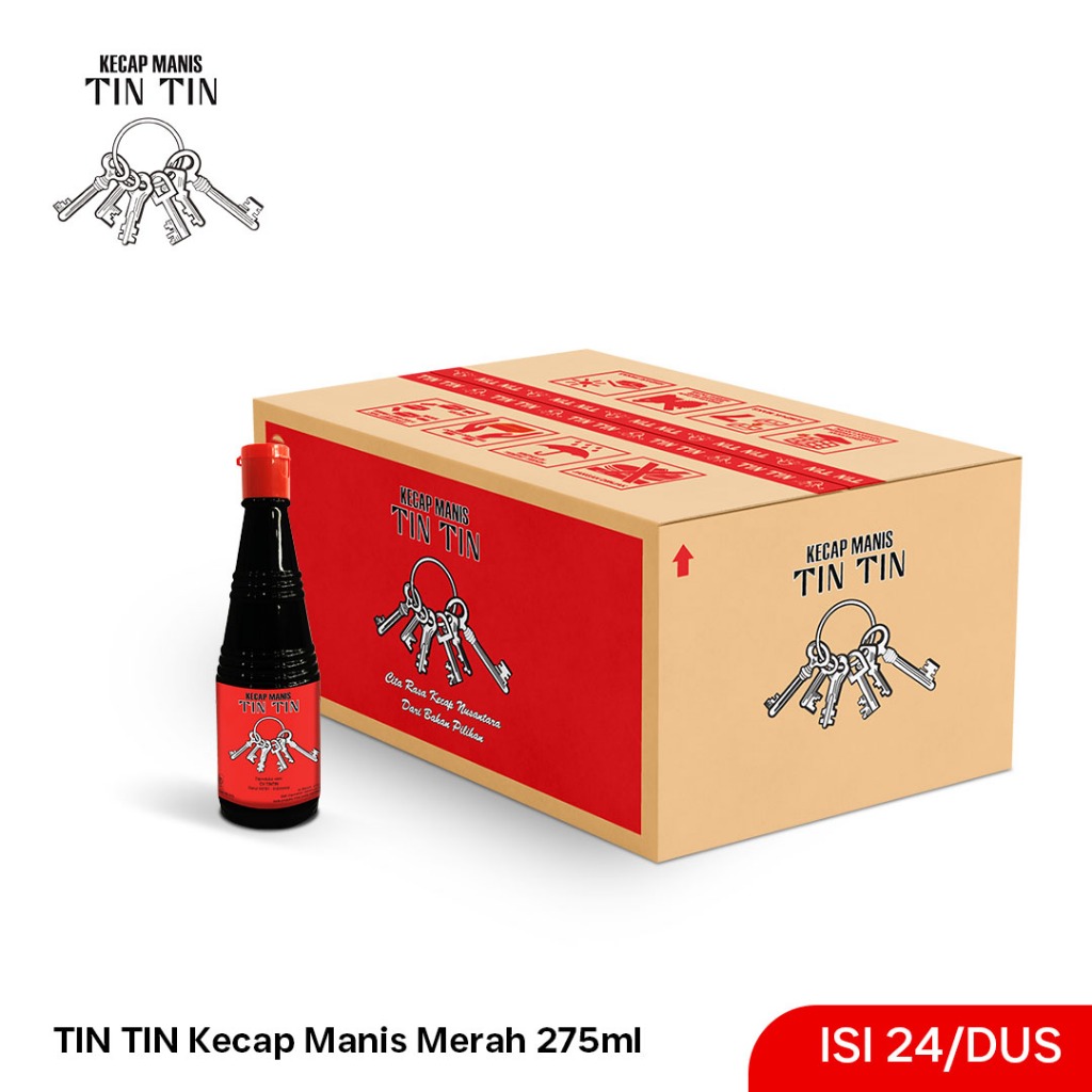 

TIN TIN CAP KUNTJI Kecap Manis Merah Botol Pet 275ml ISI 24 pcs