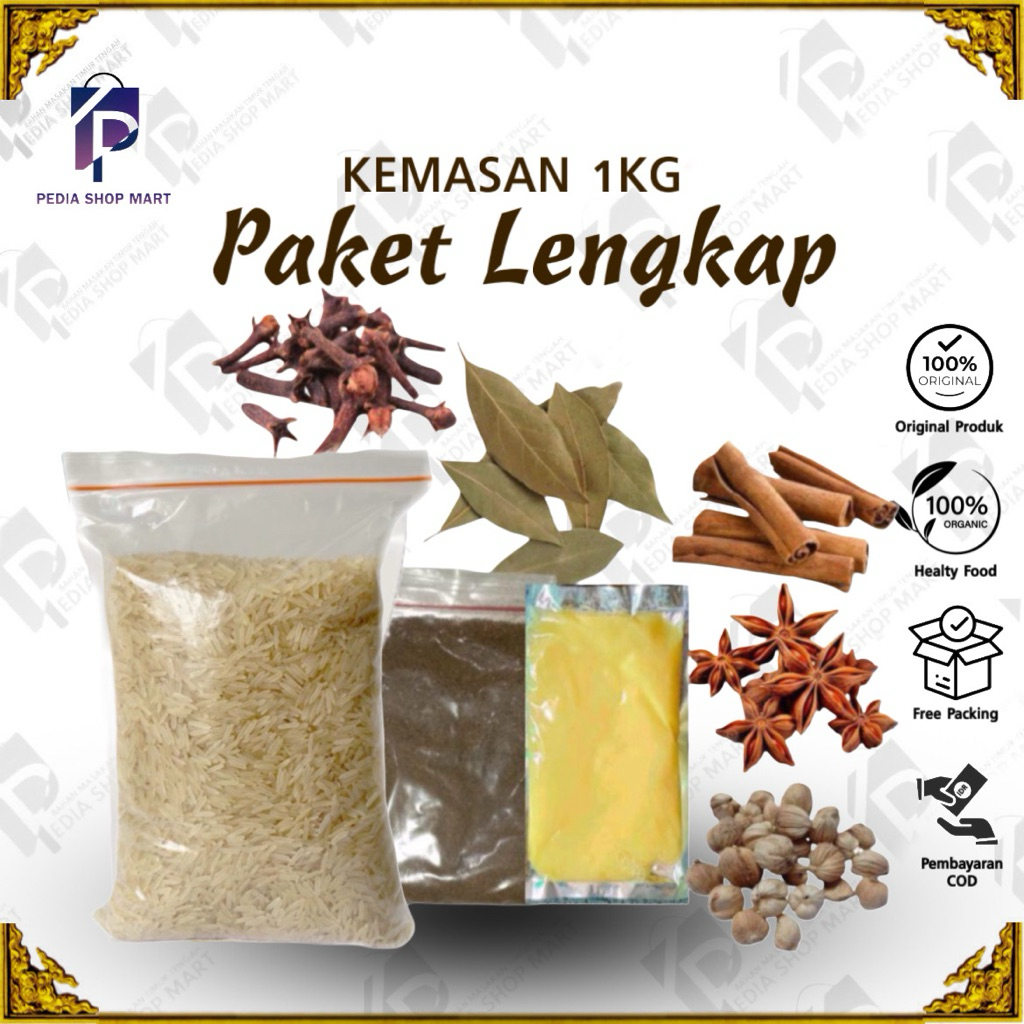 

Termurah Paket Lengkap Beras Basmati 1kg + Bumbu Kebuli Komplit Rempah Campur dan Margarine Masakan Instant