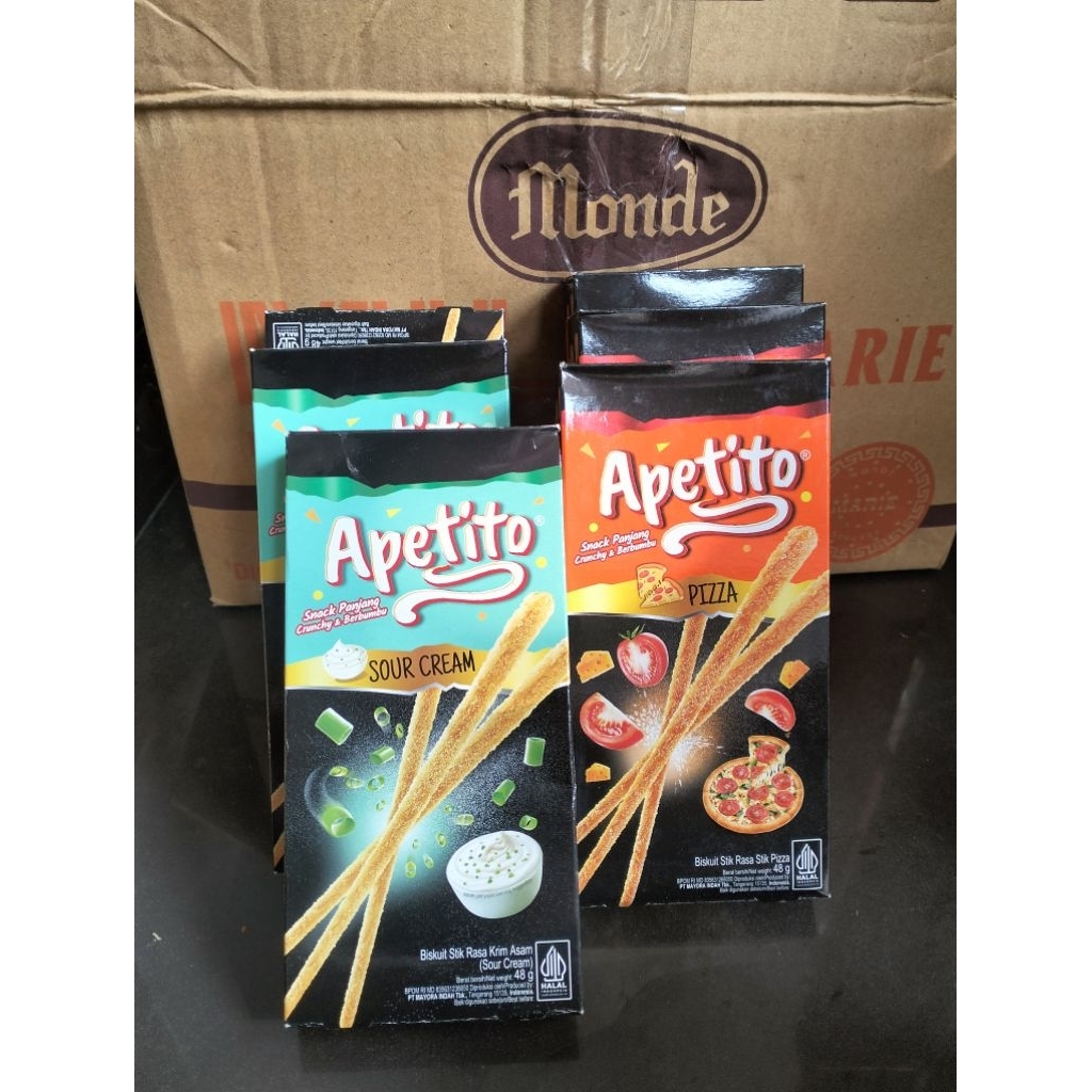 

Apetito Snack stick biskuit varian sour cream/pizza 48g