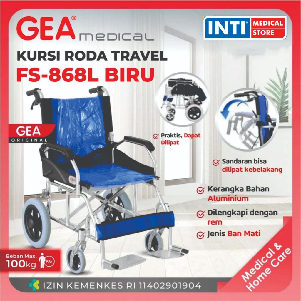 GEA Medical | Kursi Roda Traveling Alumunium FS 868 L | Kursi Roda