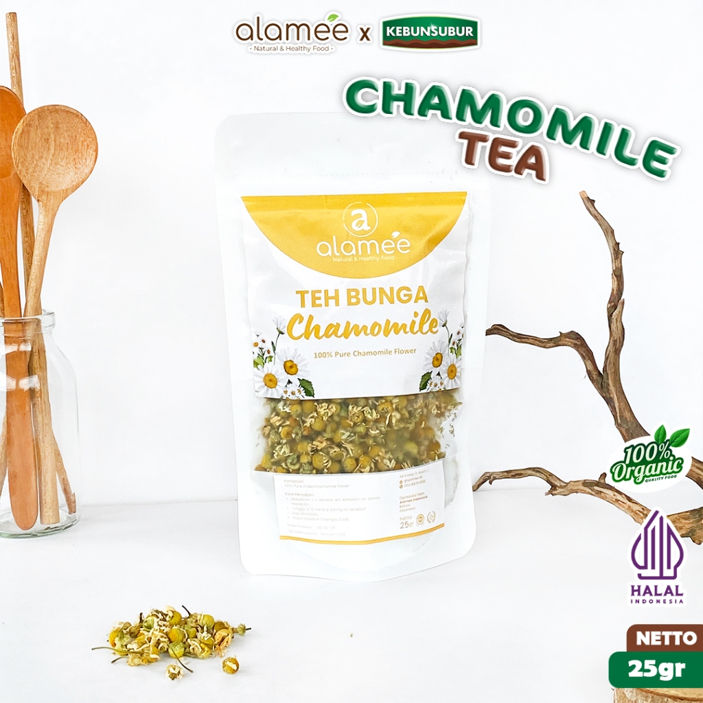 

ALAMEE Teh Bunga Chamomile Camomile Tea Flower Kamomile Dried Flower Organik 25gr Premium kebunsubur