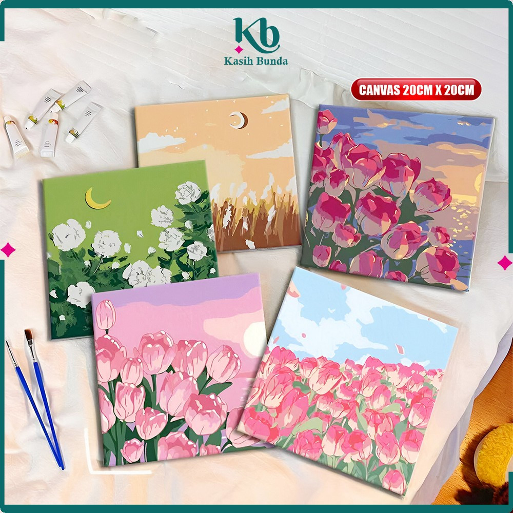 

EC Painting By Number Kit Ukuran 20x20cm DIY Kanvas Siap Lukis Aesthetic / Lukisan Bunga Pemandangan Canvas Digital Painting Acrylic BUNDA A110