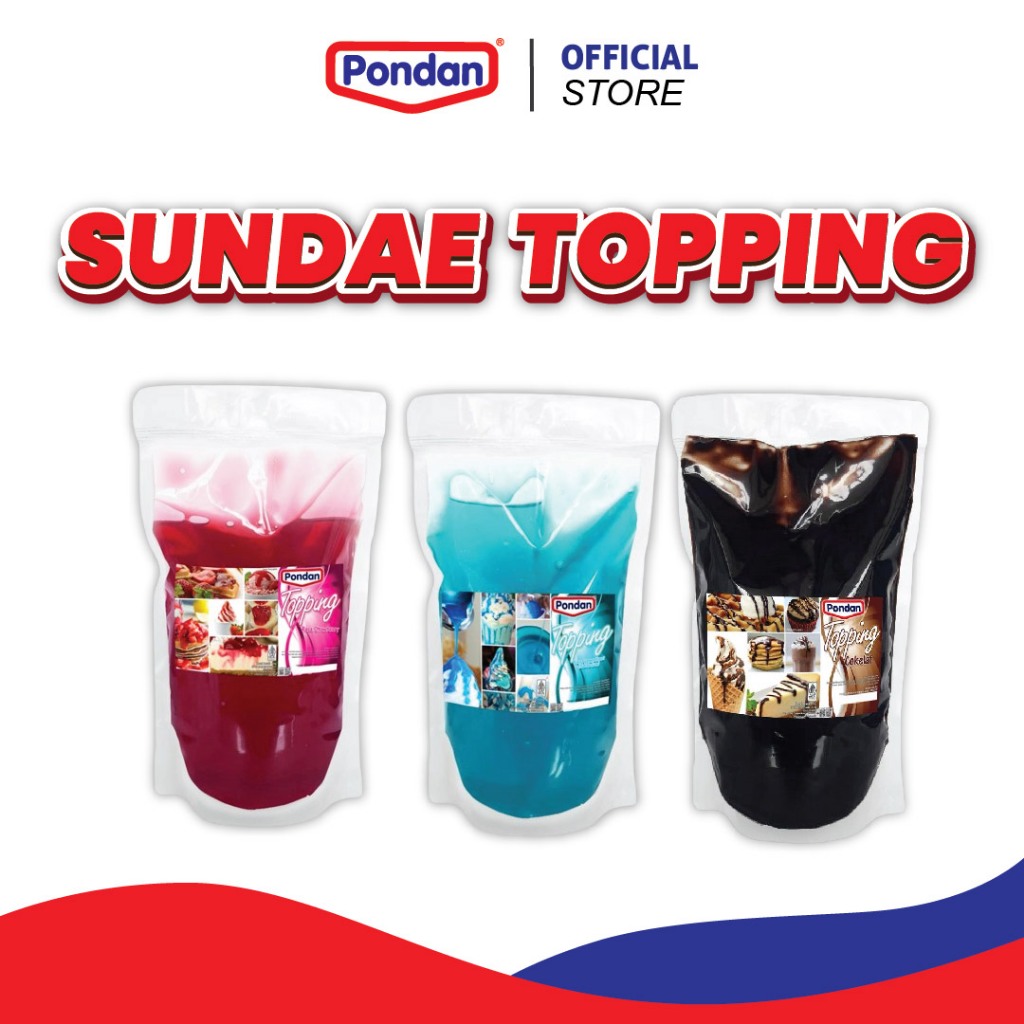 

Pondan Sundae Topping Cokelat/Strawberry/Bubble Gum 1Kg Topping Ice Cream