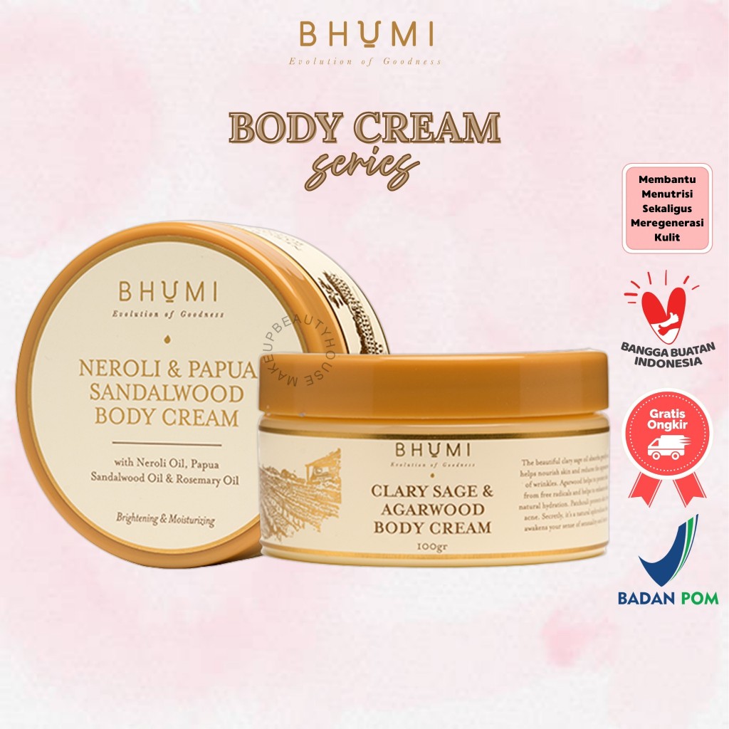 BHUMI Body Cream Clary Sage & Agarwood | Neroli & Papua Sandalwood 100g