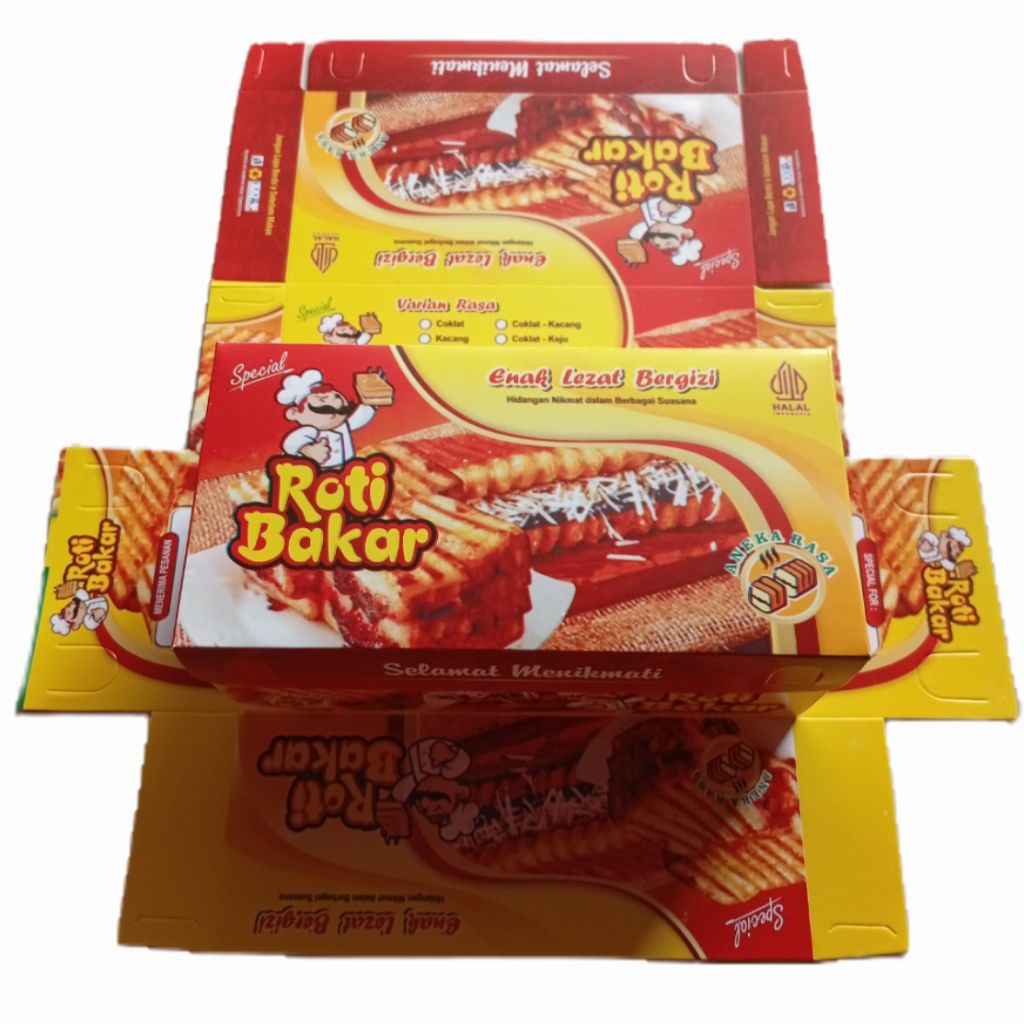 kerdus roti bakar motif ukuran 20×9×7, 5 cm isi 100 pcs / kemasan roti bakar / box roti bakar / wada