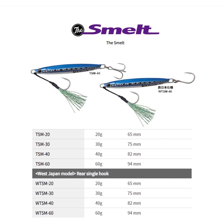 Palms The Smelt TSM 20g 30g 40g 60g Jig Umpan Pancing