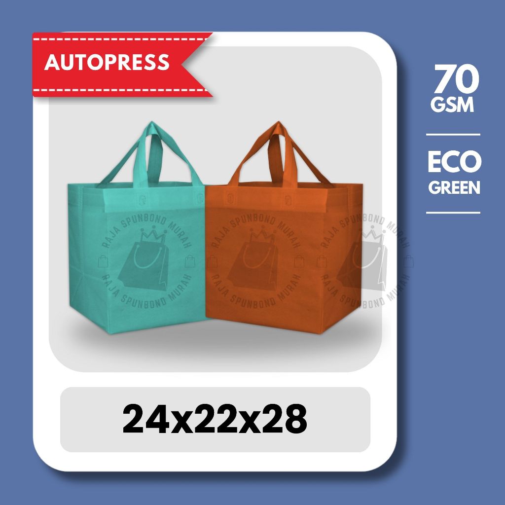 

AUTOPRESS 70GSM Tas Box Spunbond Goodie Bag 24x22x28 Souvenir Promosi Murah Tebal Polos