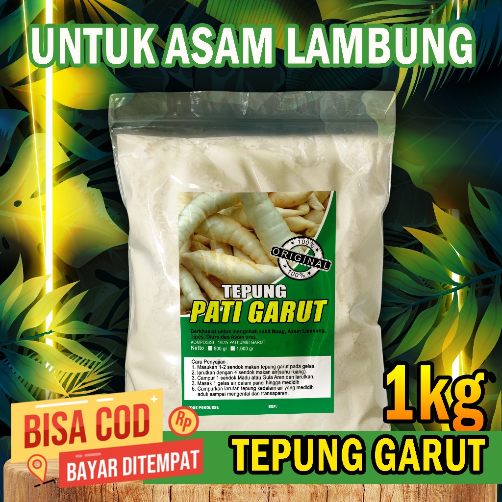 

TEPUNG GARUT KWALITAS PREMIUM 1kg / TEPUNG GARUT UNTUK ASAM LAMBUNG / PATI GARUT