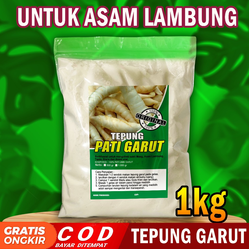 

Tepung Garut Untuk Asam Lambung 1kg + Pati Garut + Ankgrik + Tepung Garut Premium