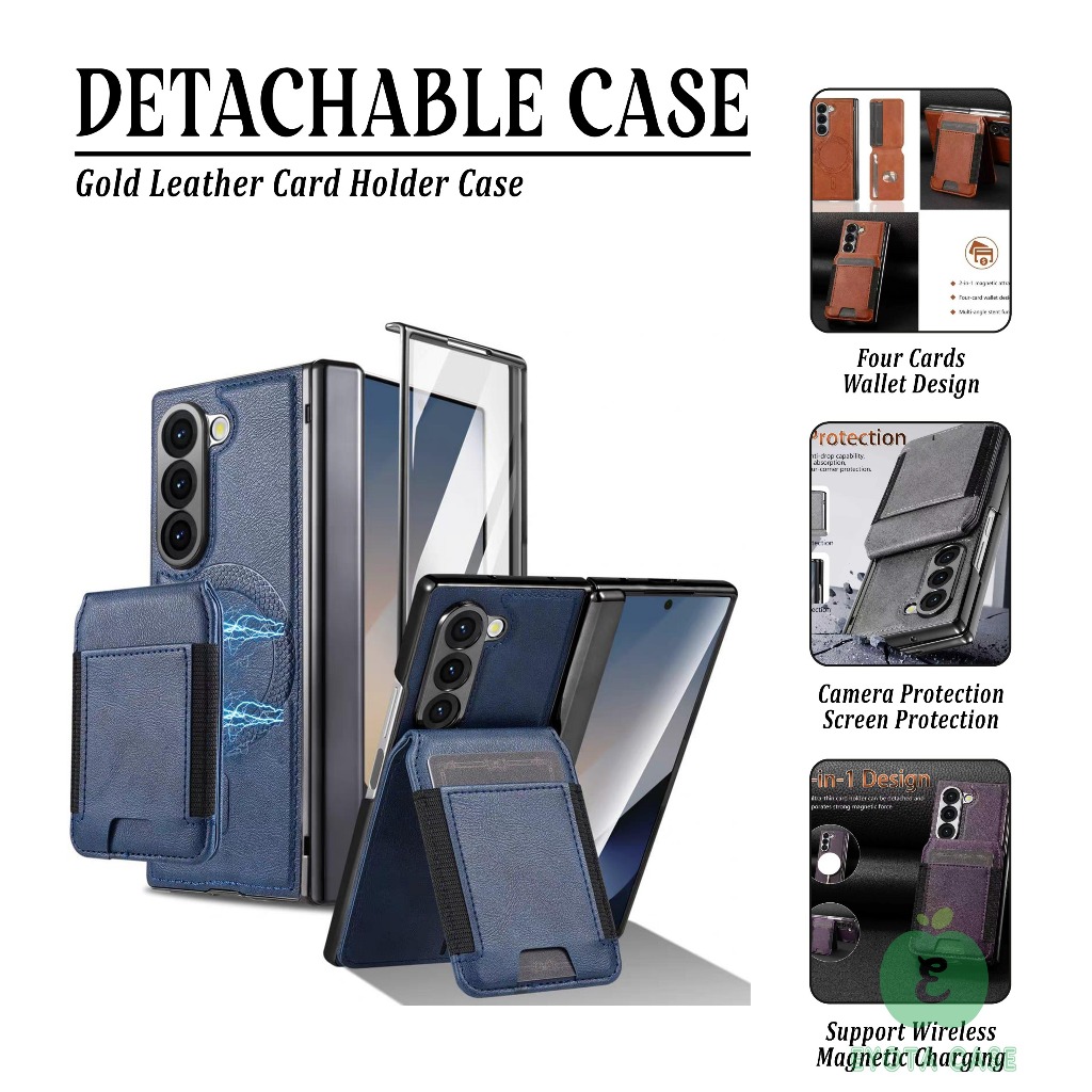 EY-269 CASING DETACHABLE CARD WALLET LEATHER CASE MAGSAFE UNTUK SAMSUNG GALAXY Z FOLD 5 Z FOLD 6 Z F