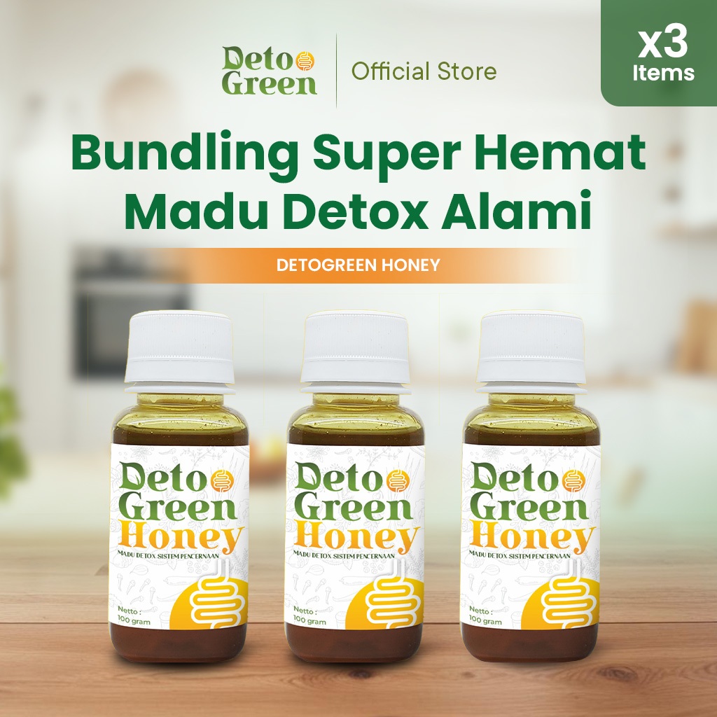 

(BUNDLING HEMAT) Detogreen Honey Madu Herbal Membantu Sistem Pencernaan 3 PCS