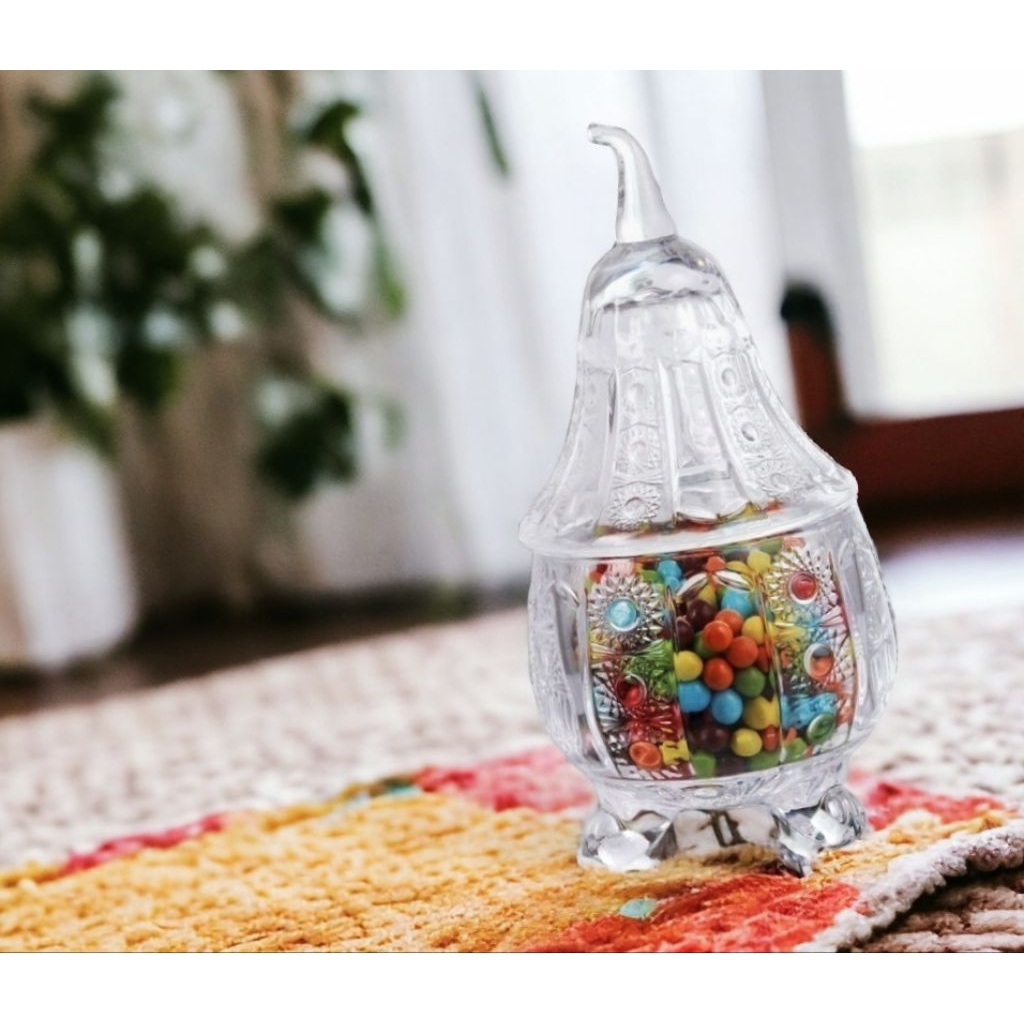Tempat Permen Pir SH3806O Toples Vicenza tinggi 29.5 cm, Wadah kristal berbentuk buah pir, unik dan 