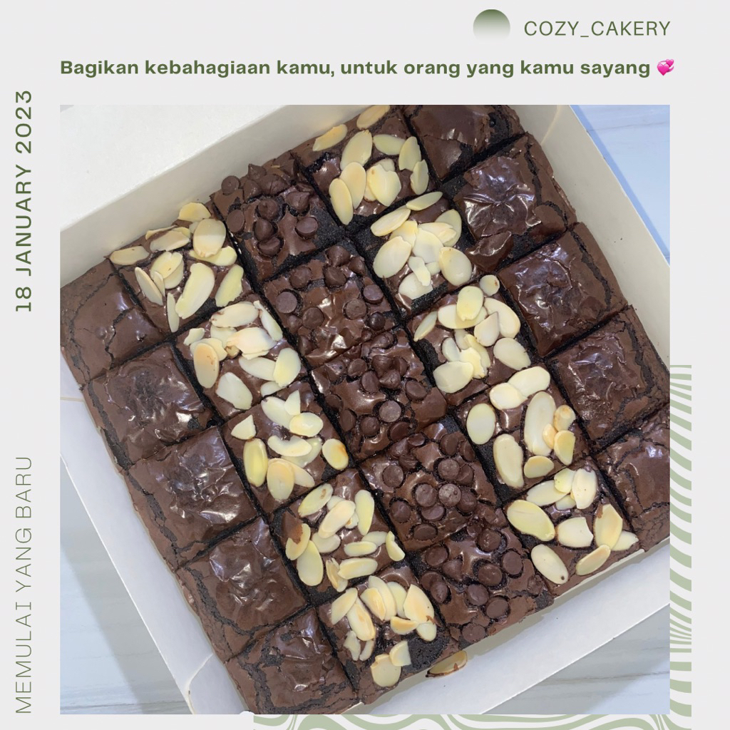 

Brownies 25 sekat premium chocochips almond brownies original brownies premium ready Jakarta Tangerang teluk gong Kapuk