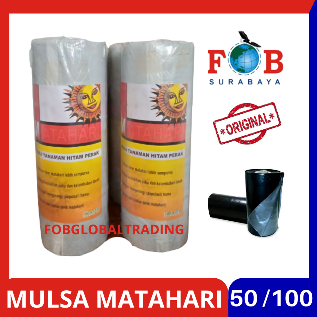 MULSA PLASTIK HITAM PERAK LEBAR 50CM /100CM PANJANG 450M MEREK MATAHARI 18 KG