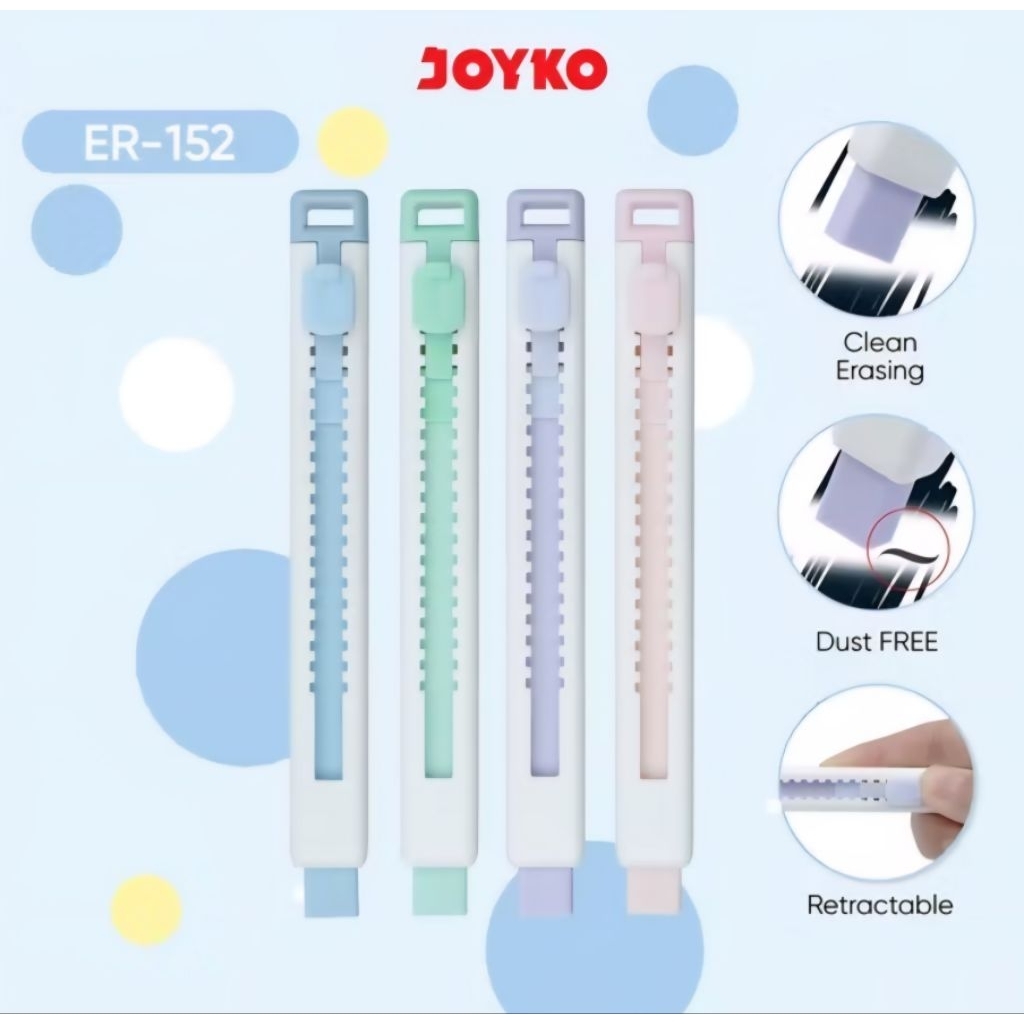 

Penghapus Joyko Eraser ER 152 Retractable ( Dapat ditarik ) Eraser 1 PCS