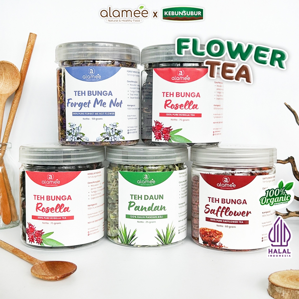 

ALAMEE Teh Hijau Green Tea Bunga Chamomile Flower Mawar Melati Lavender Pepermint Organik kebunsubur