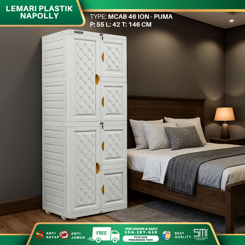Lemari Pakaian Plastik Napolly MCAB 46 ION - PUMA, Lemari Plastik Napolly, Rak Plastik