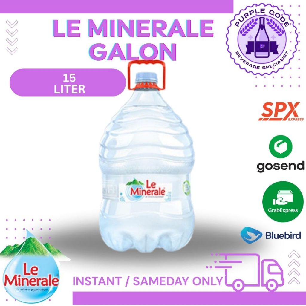 

(INSTANT) Le Minerale LeMineral Galon Air Mineral 15L , 3L, 5L - READY Lemineral Air Minum Kemasan Botol Minuman Kardus