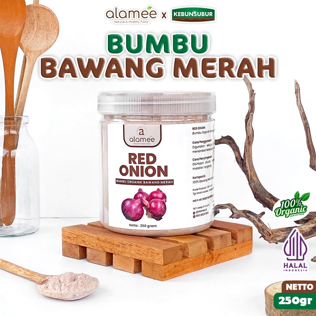 

ALAMEE Bawang Merah Bubuk Murni Red Onion Powder Bumbu Dapur Organik Masak Seasoning Kebunsubur