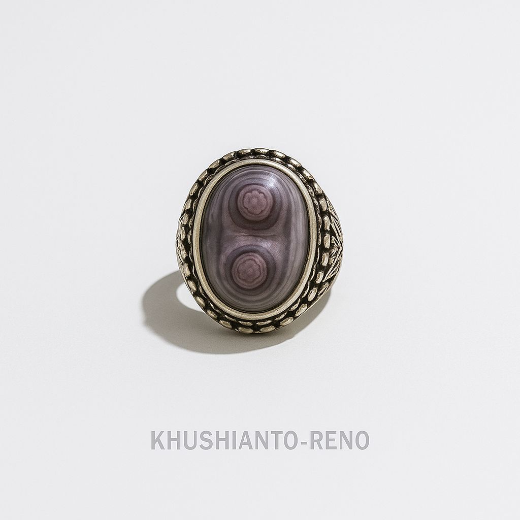 Cincin Puser Bumi Kembar Asli Natural – Batu Akik Unik Langka Elegan Pria Wanita