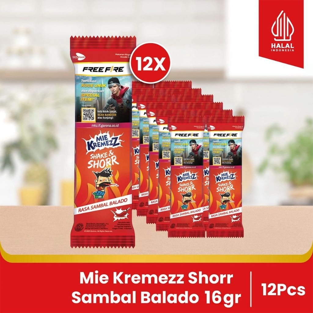 

Paket Bundling 12 - Mie Kremezz Shorr - Sambal Balado - 16 gr - 12 Pcs