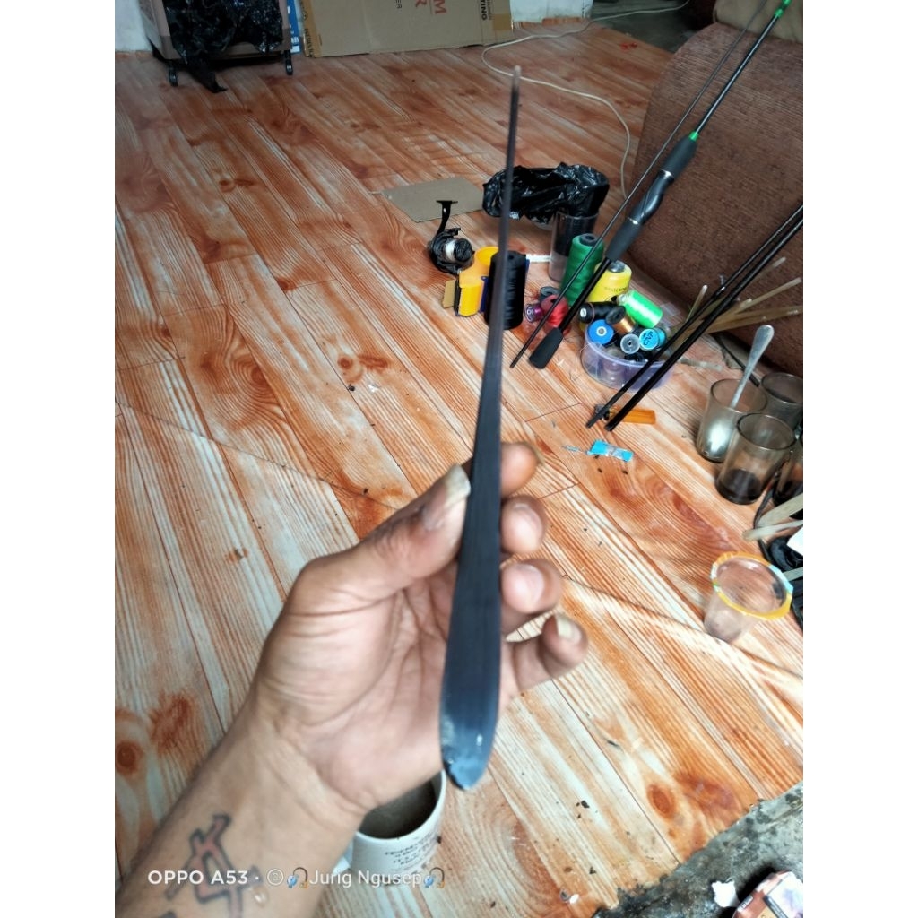 gagang joran wader tanduk kerbau asli, sudah ada lobang 2mm panjang 20-23cm