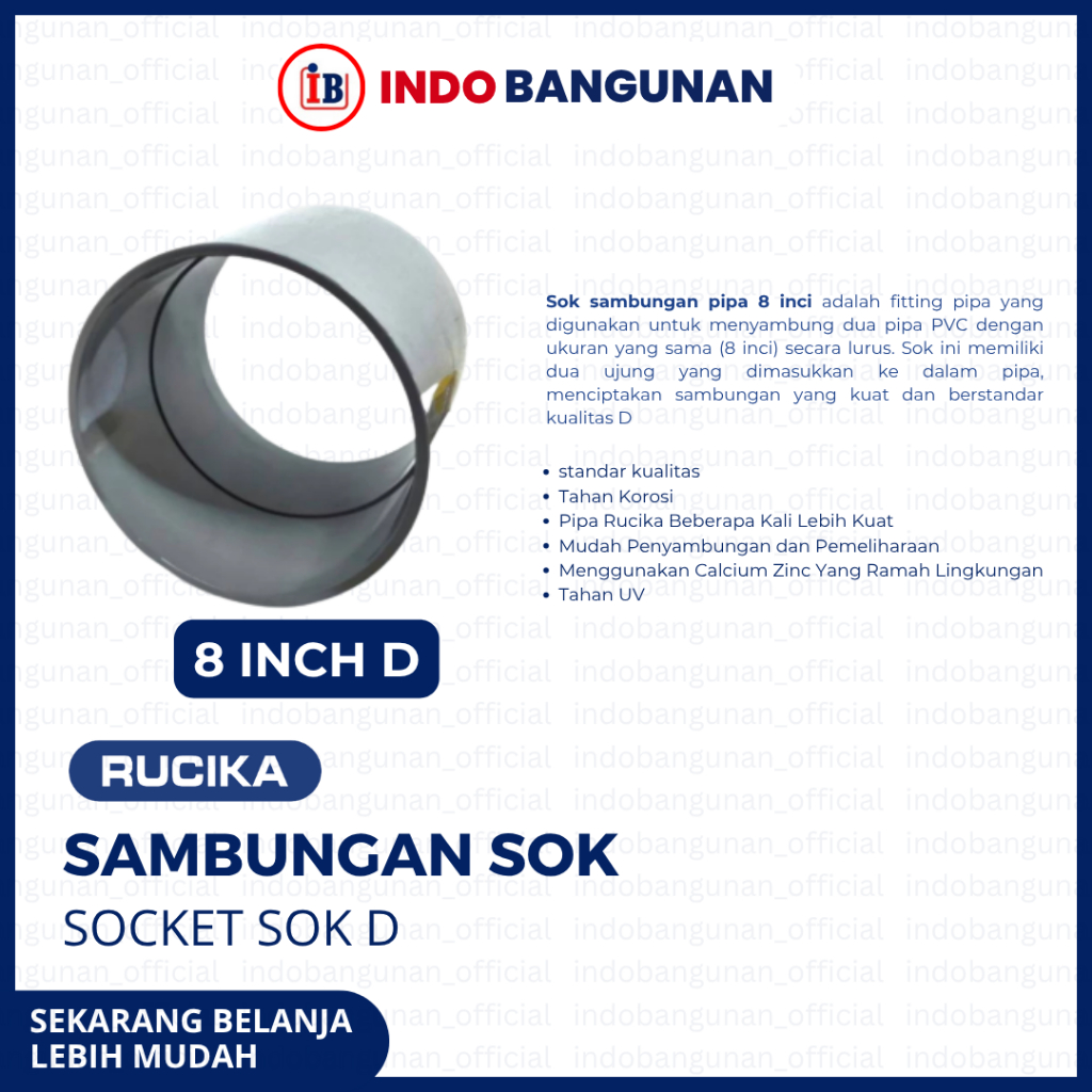 Socket / Sok Pvc Rucika 8" Inch - D (Tipis)