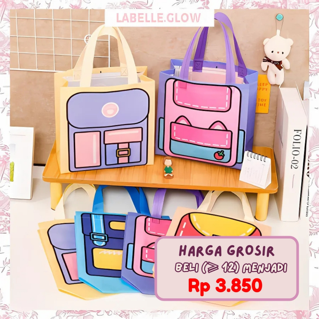 

LB Goodie Bag Tas Belanja Tote Bag Anti Air Tas Ulang Tahun Motif Hampers Bingkisan Souvenir ST26