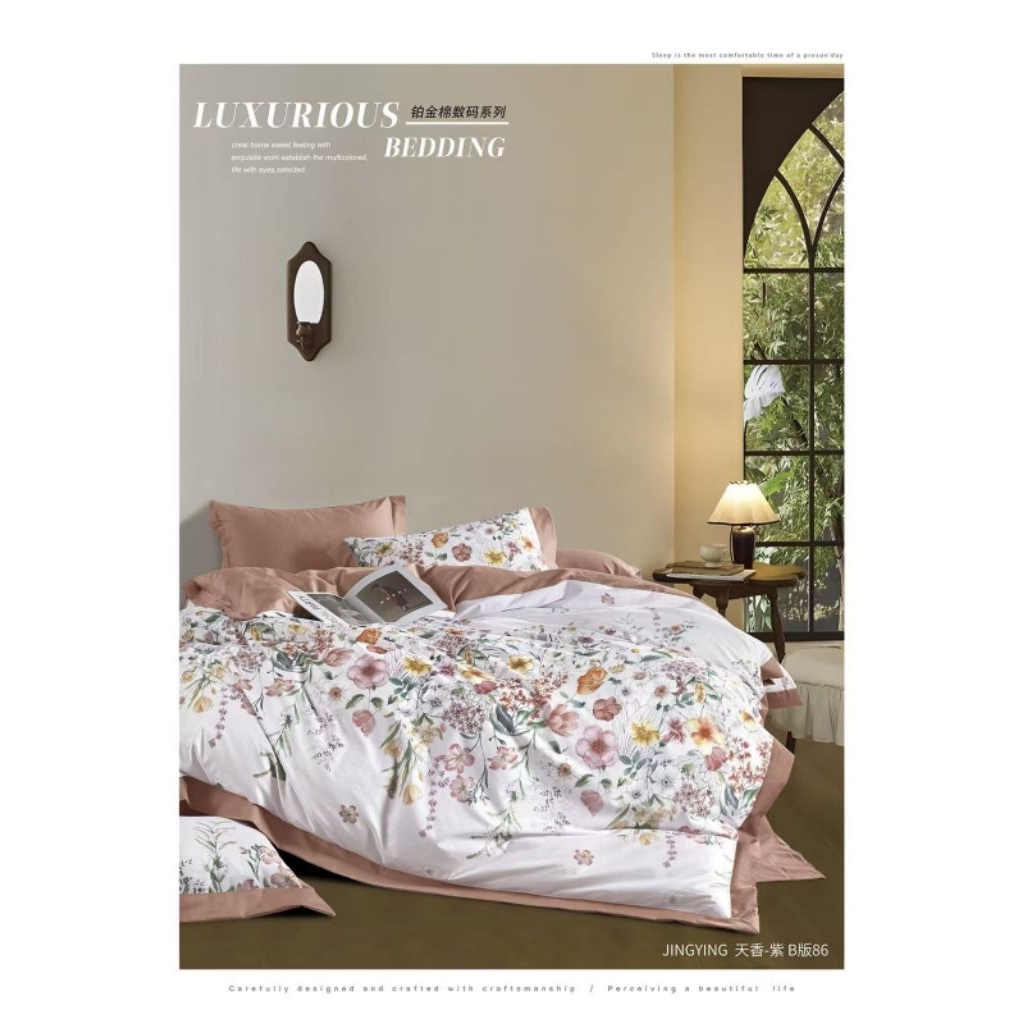 Kain Sprei Katun Jepang Motif Bunga Cathy