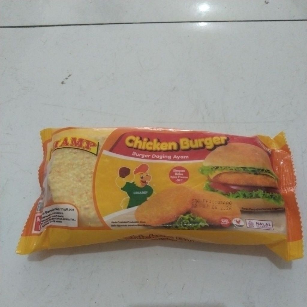 

daging burger crispy ayam champ