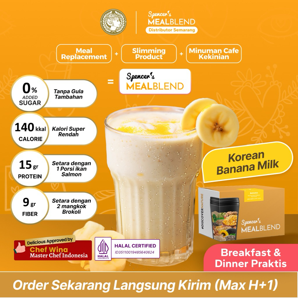 

Spencer’s MealBlend Korean Banana Milk 15 Sachet – Diet Meal Pengganti Makan + Bonus Snack Sehat