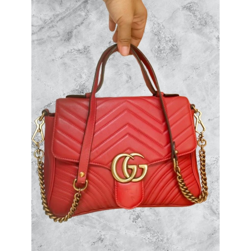 PL tas tangan n selempang wanita, bahan kulit,  GU*CIMarm0nt GG top handle