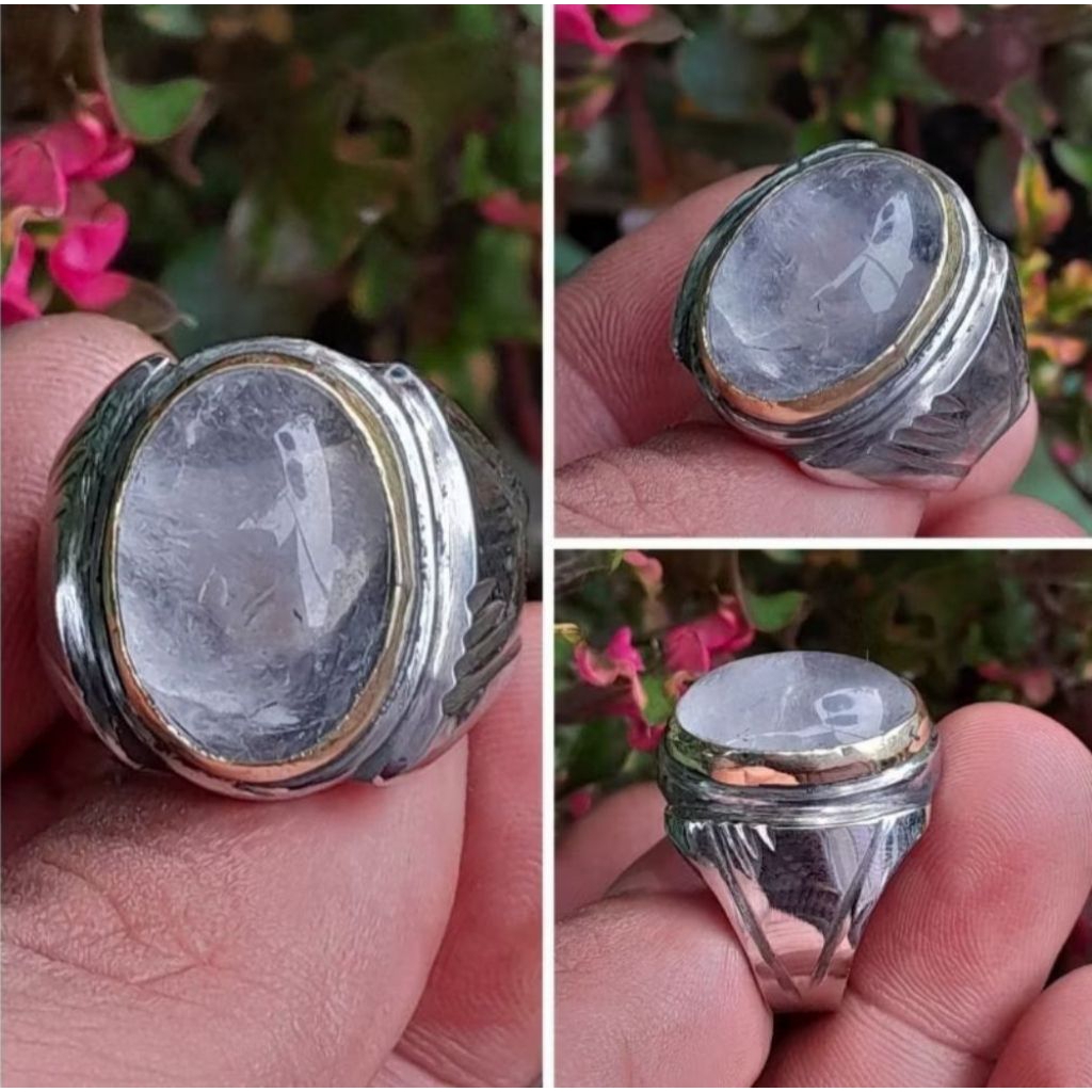 Cincin batu akik kecubung es Kalimantan