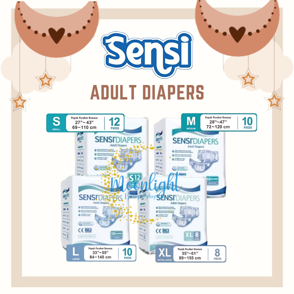 SENSI Adult Diapers | Popok Dewasa Perekat SENSI S12 | M10 | L10 | XL8