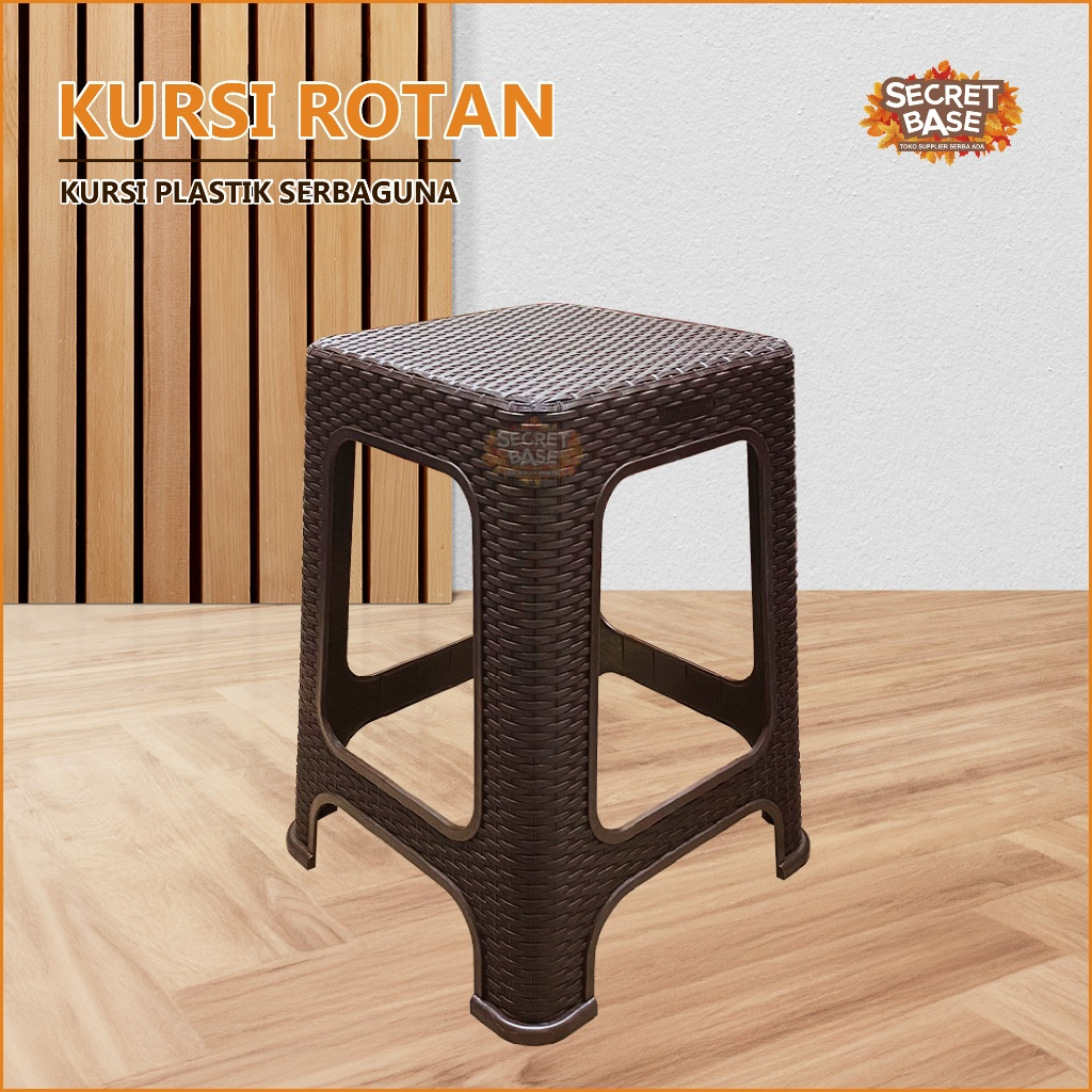 Bamboogrove_ Kursi Rotan - Kursi Plastik Tinggi / Bangku Tinggi Kokoh / Kursi Motif Rotan