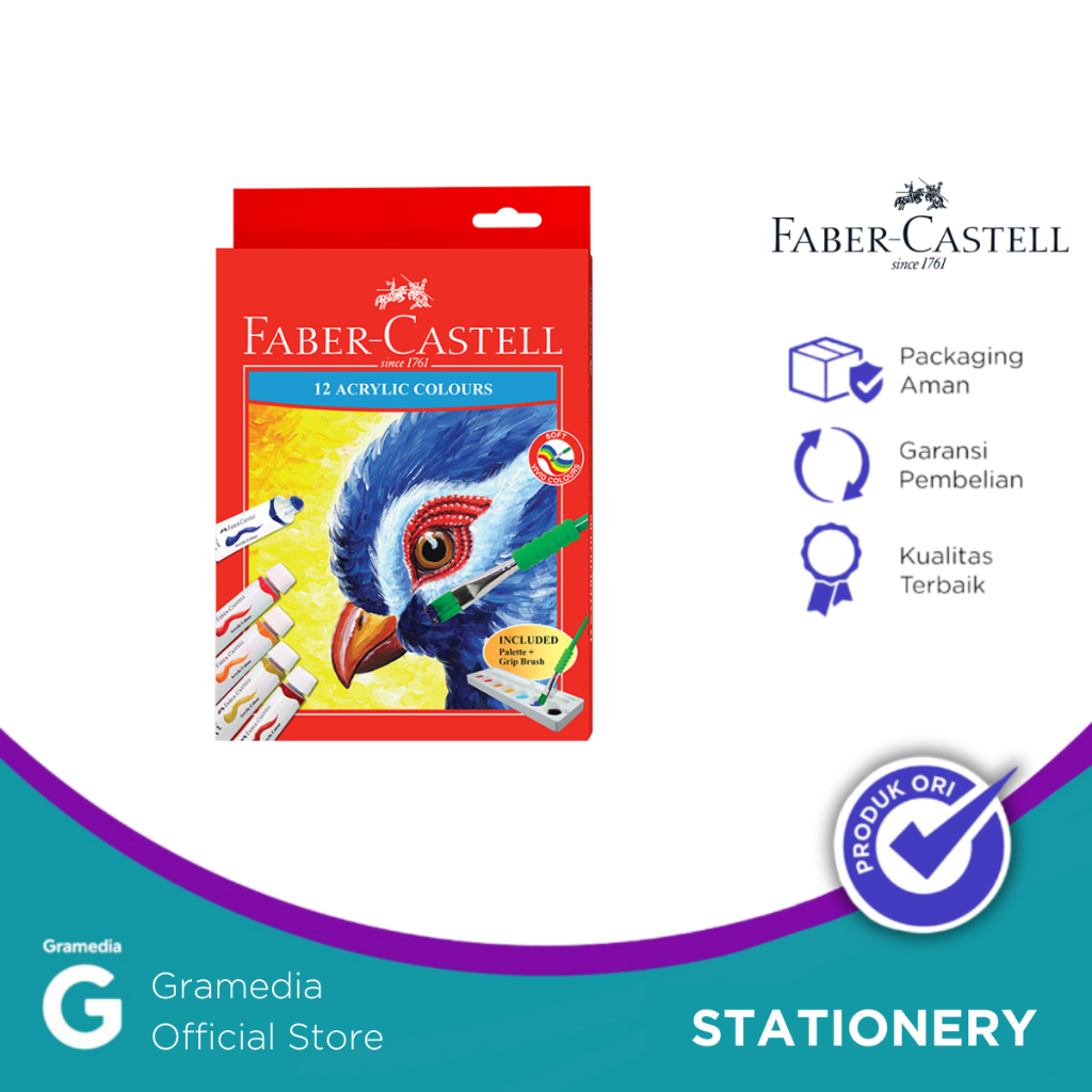 

Gramedia Pettarani - CAT AKRILIK FABER CASTELL ACRYLIC COLOURS ISI 12