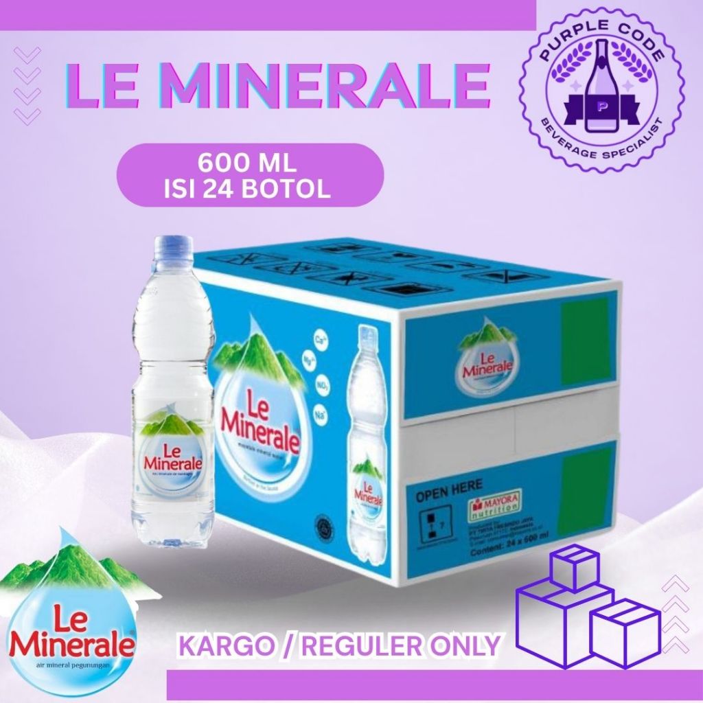 

(KARGO / REGULER) Le Mineral 600ml DUS Isi 24 Pcs Per Karton - READY Lemineral Air Minum Kemasan Botol Minuman Kardus