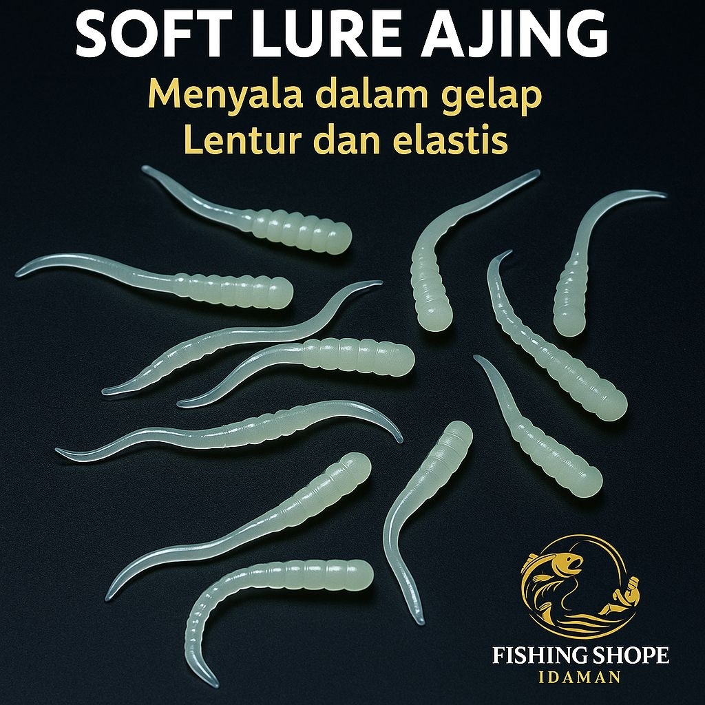 Soft Lure Ajing –menyala dalam gelap (isi 10)