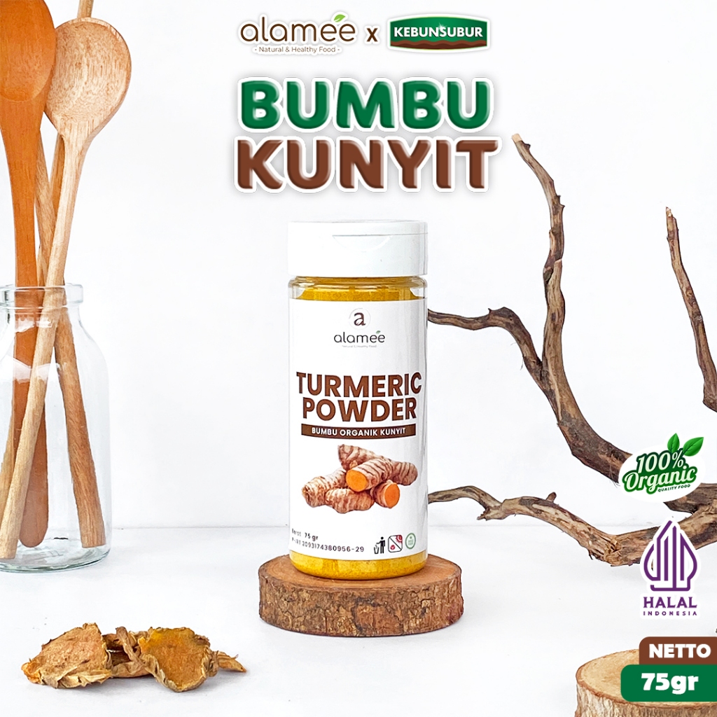 

ALAMEE Kunyit Bubuk Murni Turmeric Powder Ground Bumbu Dapur Organik Seasoning Tabur Kebunsubur