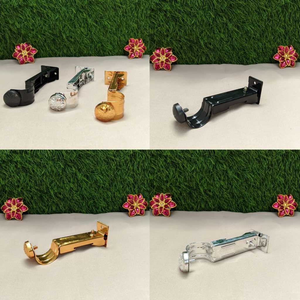 Penyangga Besi Tebal Premium / Bracket Besi Kaki Batang Gorden Super Premium Pengait Tiang Gorden