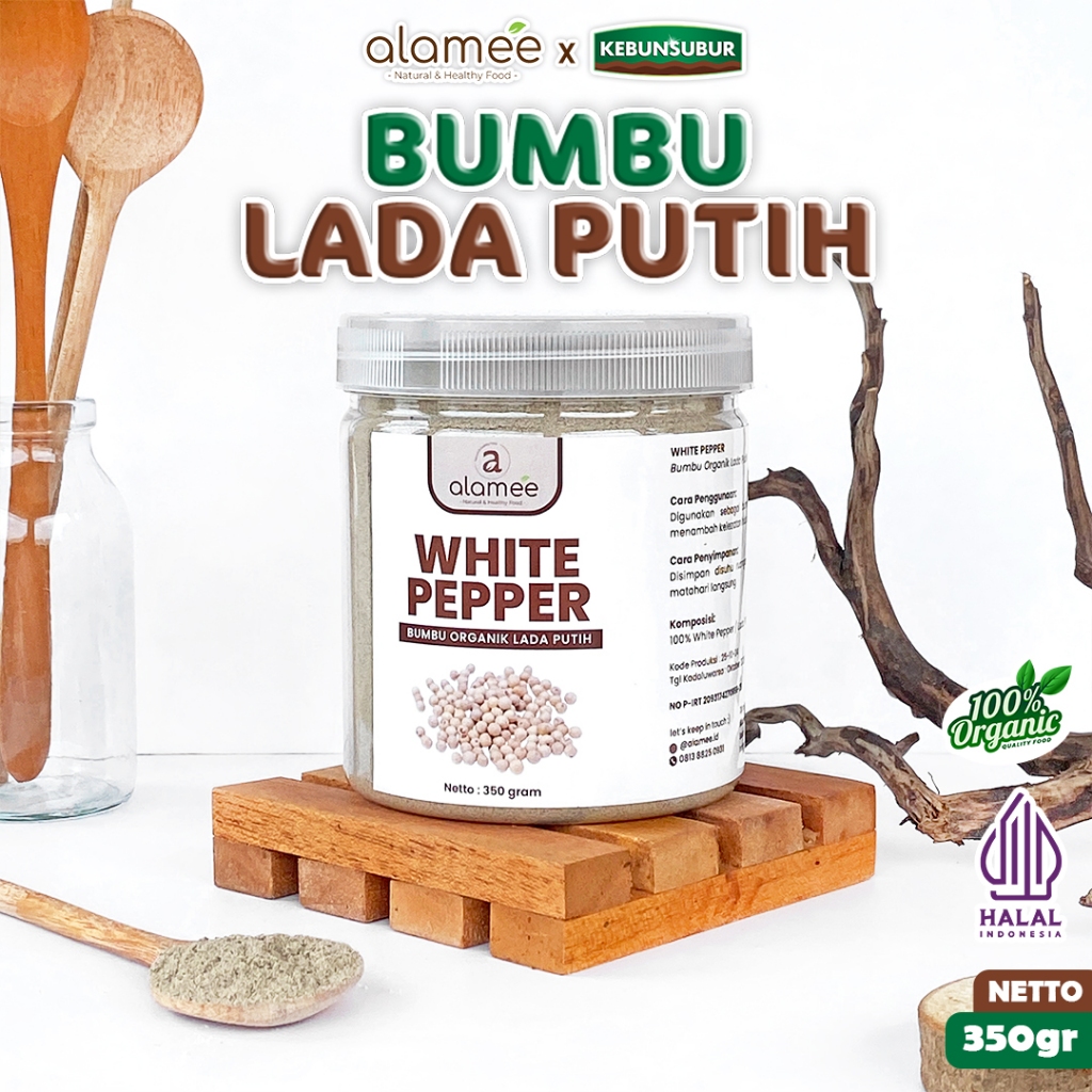 

ALAMEE Bubuk Lada Putih White Pepper Powder Merica Whitepepper Bumbu Dapur 300 r Organik Kebunsubur